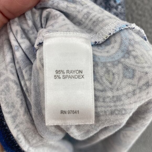 J Jill Dress Womens Small Blue Floral Shift Tee Notch Neck Sleeveless Stretch - Picture 7 of 10